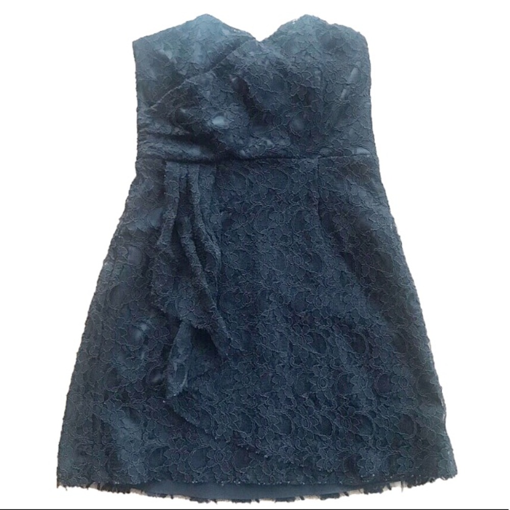 Express black strapless dress, lace overlay, sz 6 - Picture 1 of 8